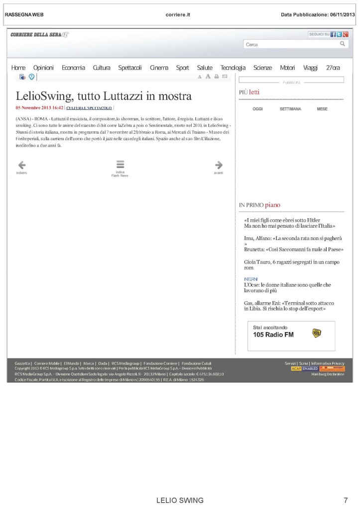 Corriere della Sera - LelioSwing, tutto Luttazzi in mostra