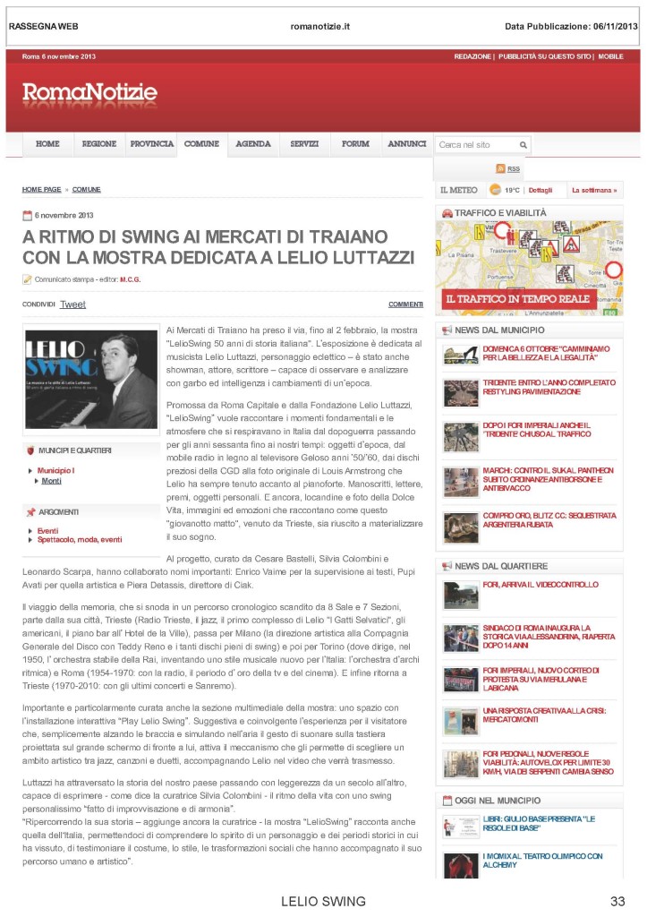 ROMANOTIZIE.IT - A ritmo di swing ai Mercati di Traiano con la mostra dedicata a Lelio Luttazzi
