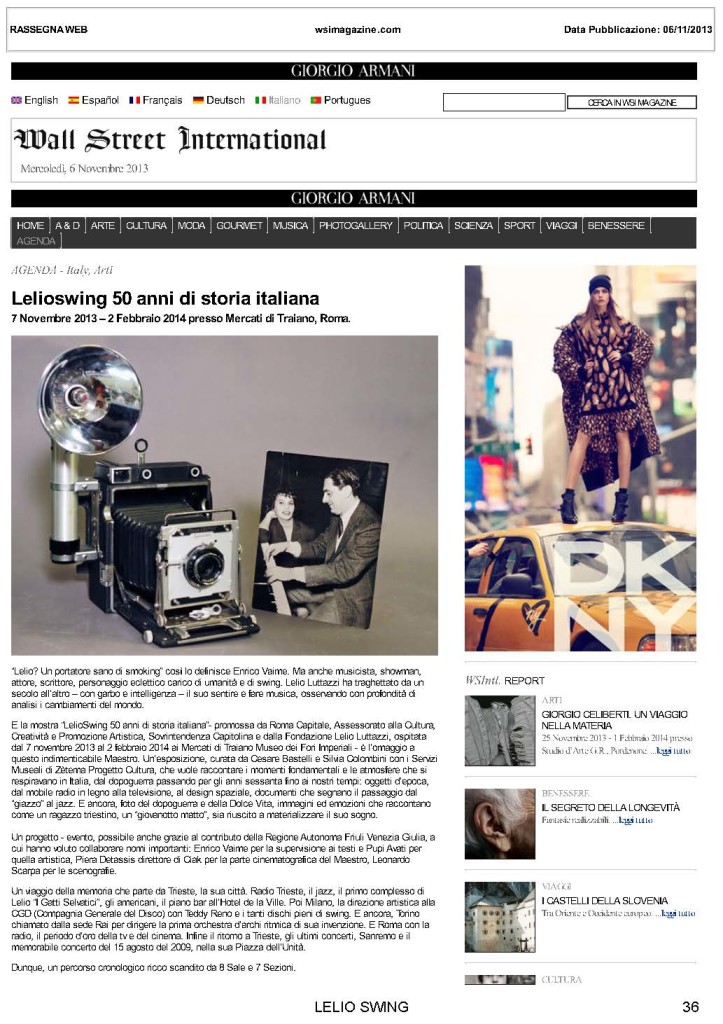 Wall Street International Magazine - Lelioswing 50 anni di storia italiana 