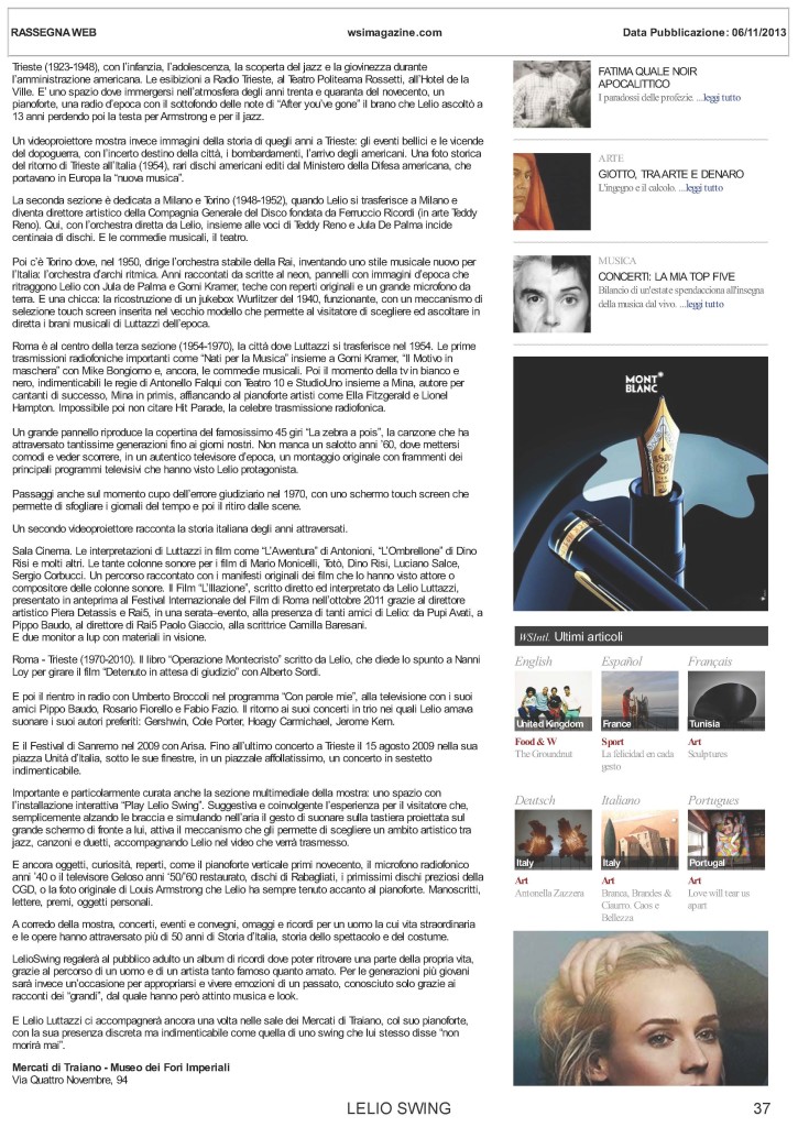 Wall Street International Magazine - Lelioswing 50 anni di storia italiana 