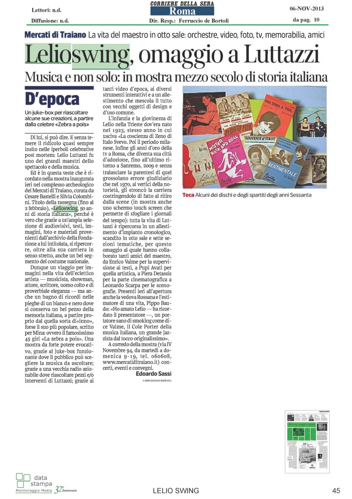 Corriere della Sera  Lelio swing, omaggio a Luttazzi