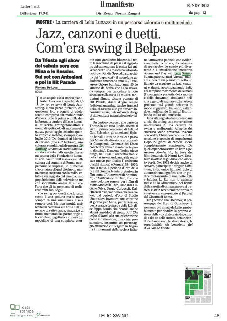 Il Manifesto  Jazz, canzoni e duetti. Com'era swing il Belpaese